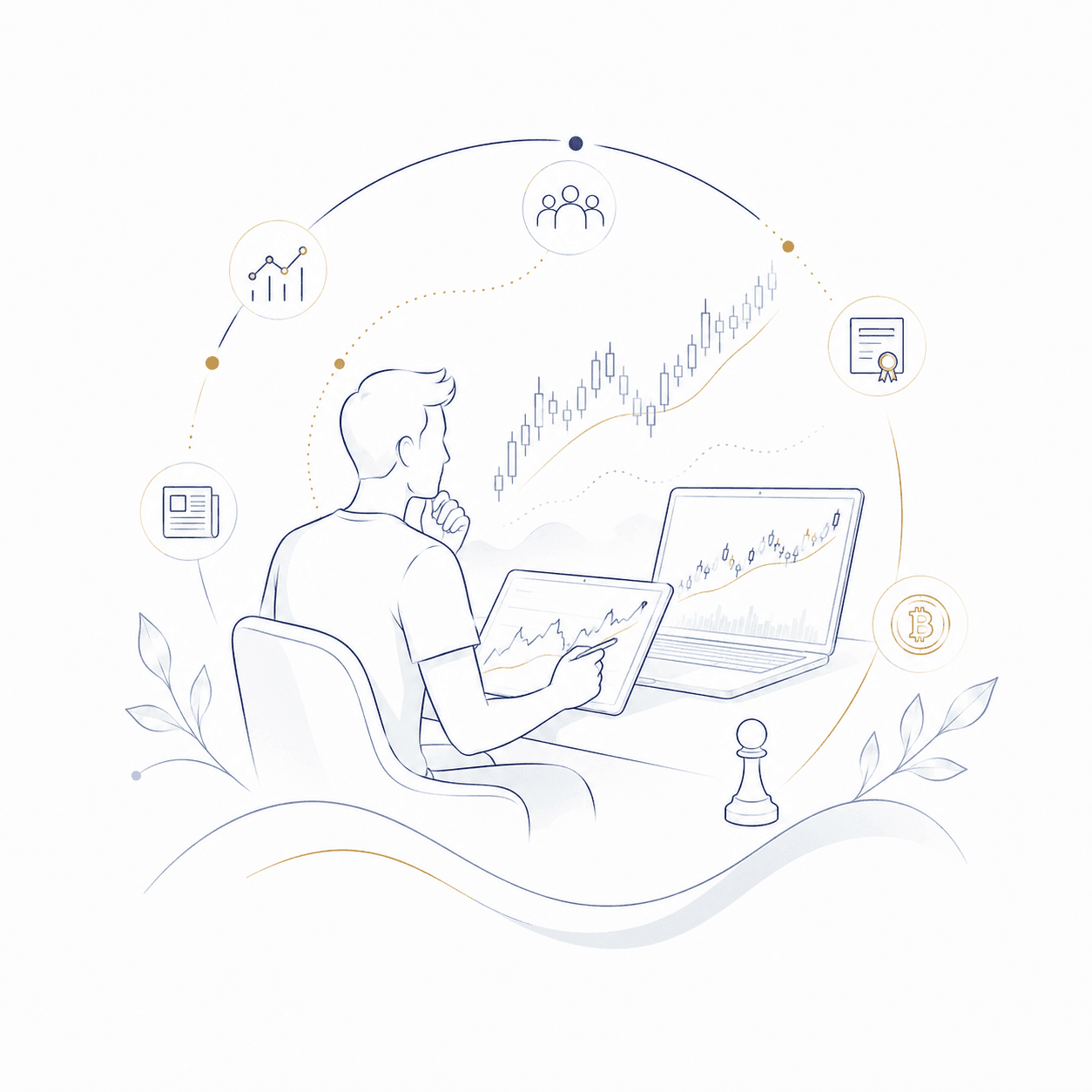 Analytics and strategy workspace illustration