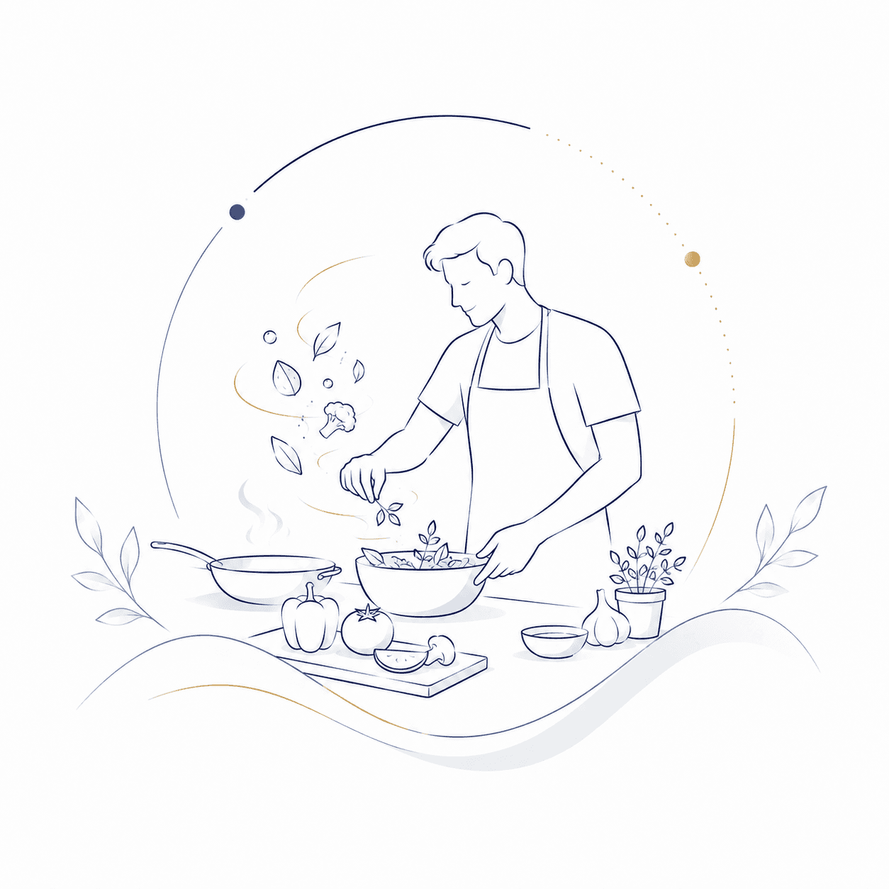 Cooking in the calm kitchen illustration