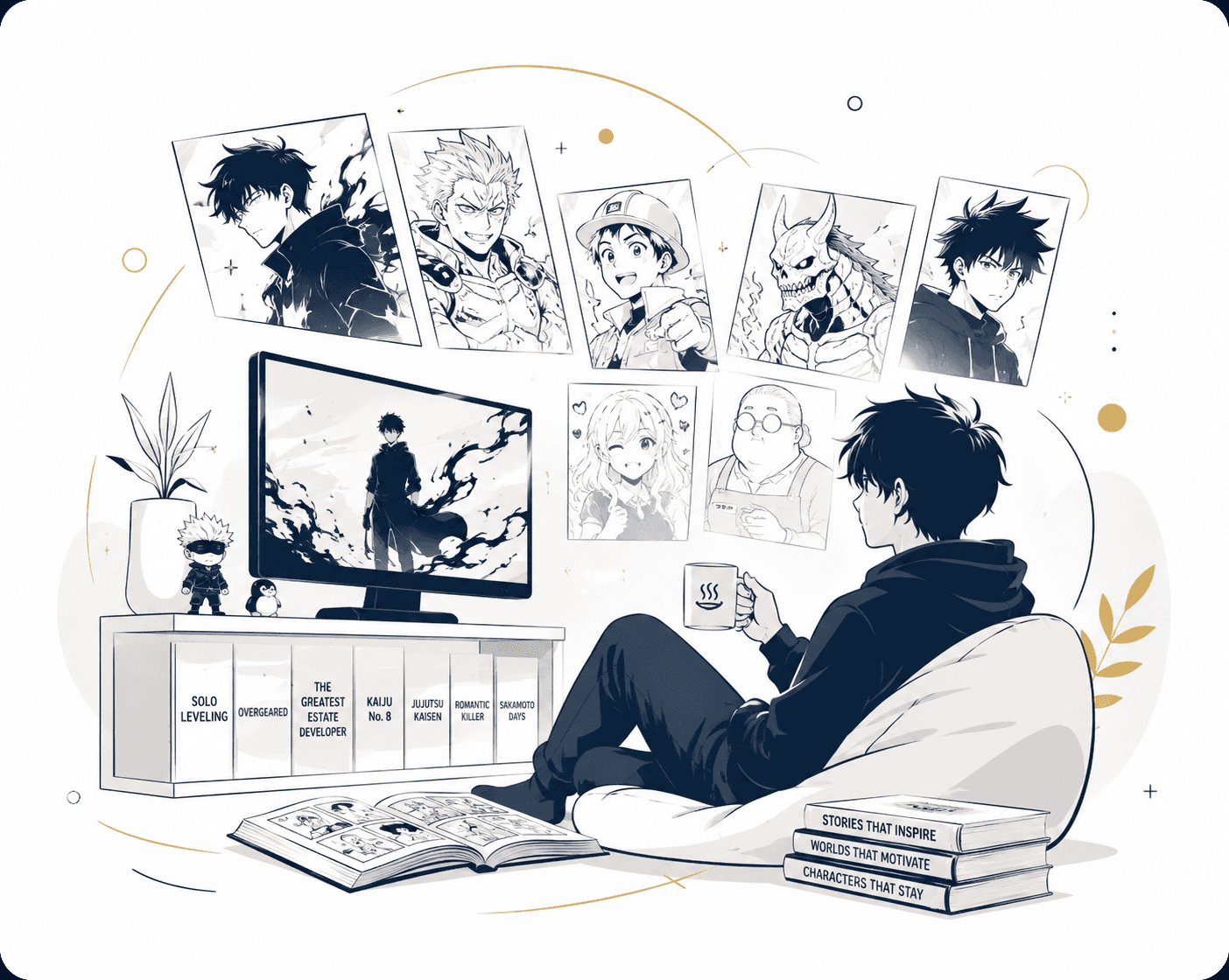 Cozy manga haven with anime vibes illustration